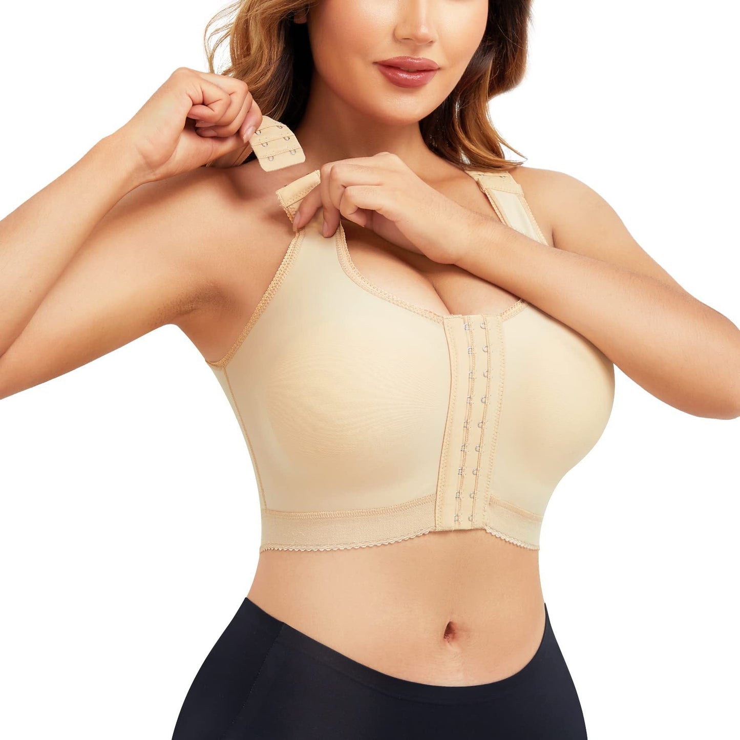 Zip Front Shapewear Bodysuit - Adjustable Straps Body Contouring Shaper 
