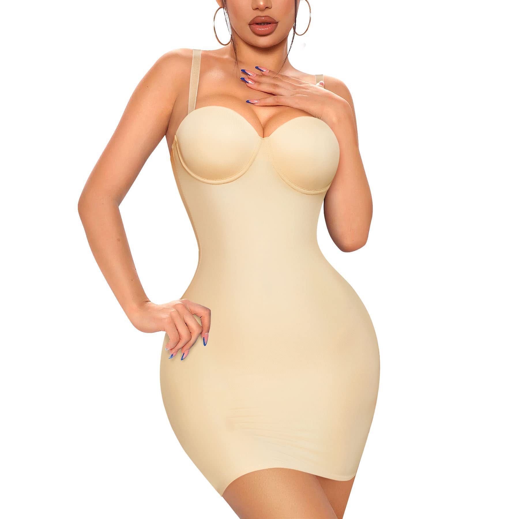 High Waist Shapewear Slip Dress - Slim Fit Hip Shaping Bodycon 