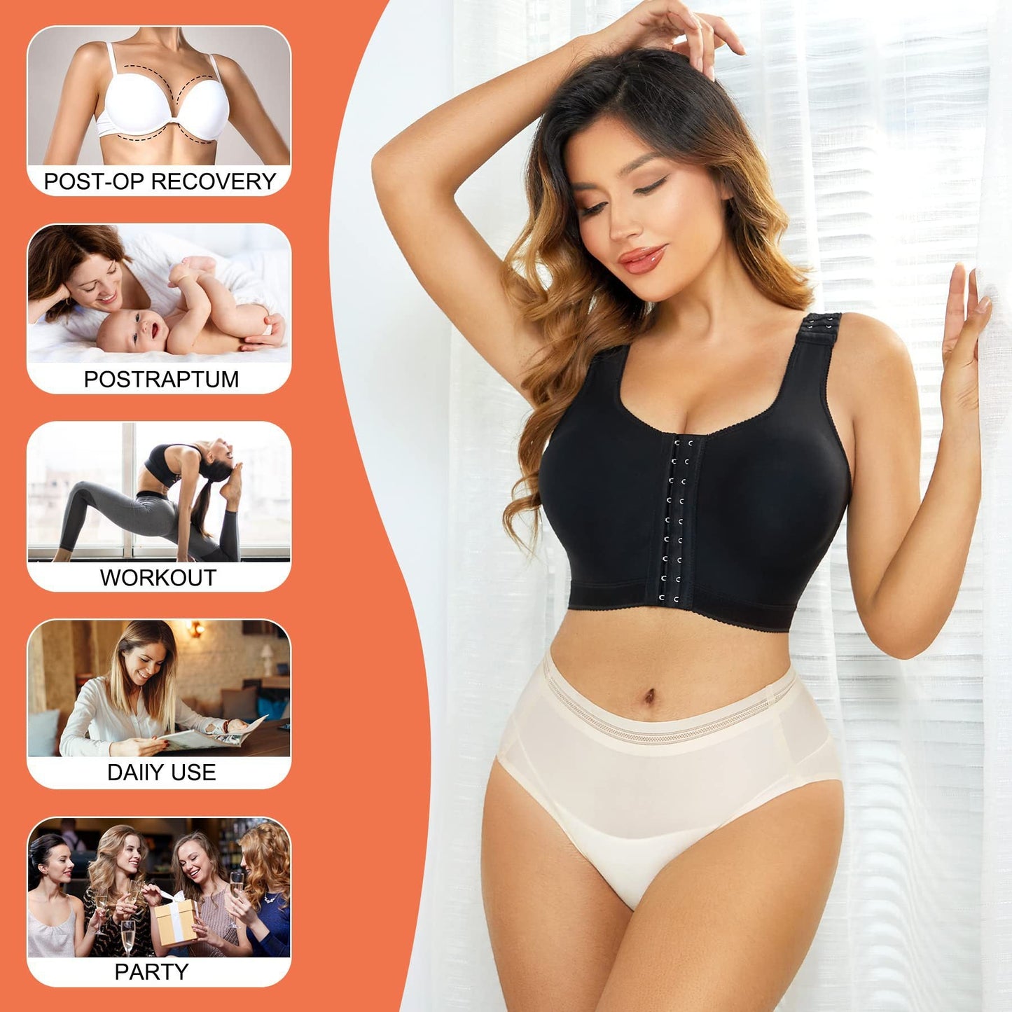 Zip Front Shapewear Bodysuit - Adjustable Straps Body Contouring Shaper 