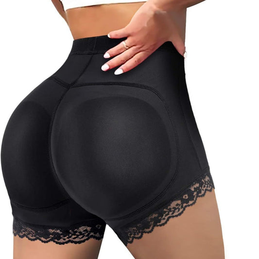 Butt Lift Padded Shapewear Shorts - Lace Trim Thigh Slimming Control 