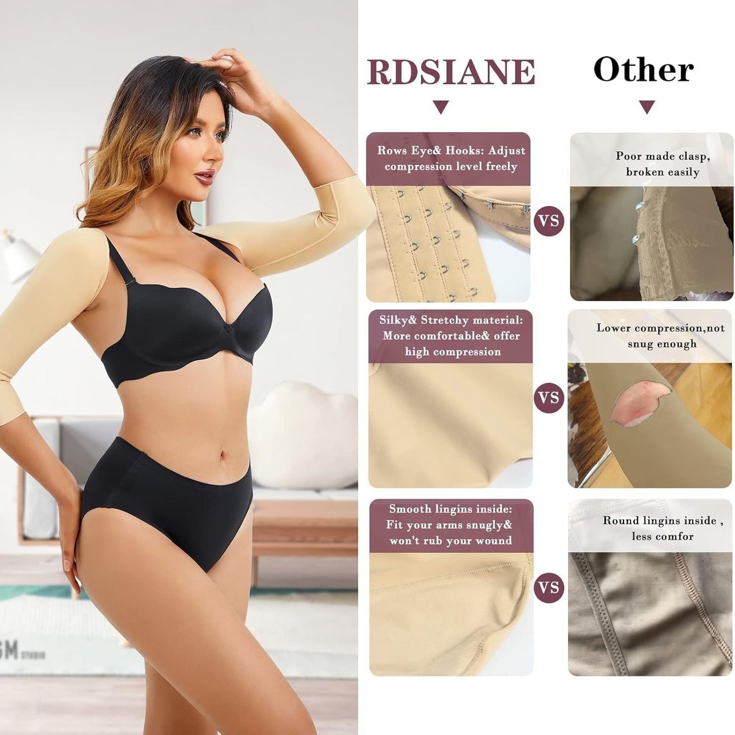 Post-Surgery Compression Arm Sleeves - Long Sleeve with Chest Support 