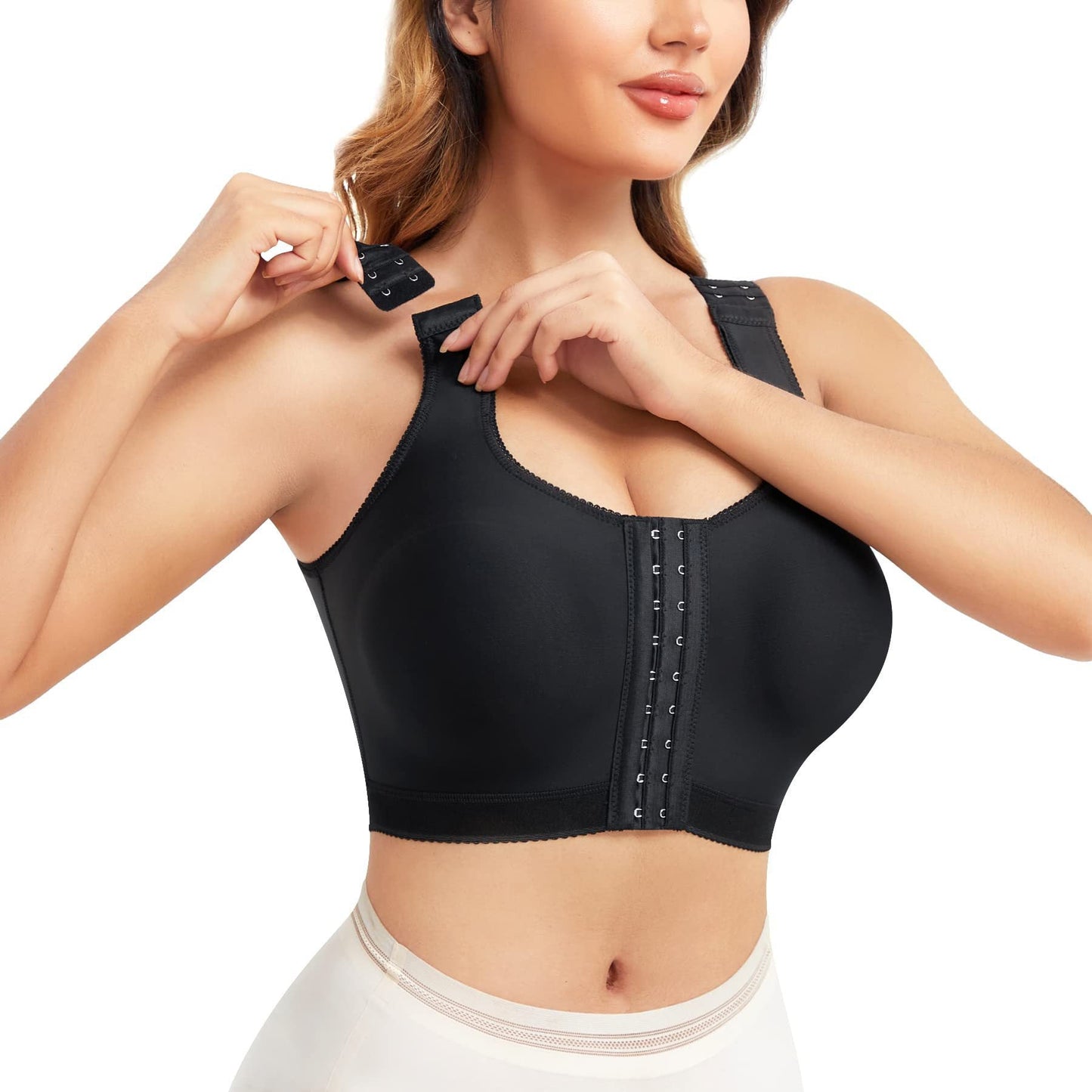 Zip Front Shapewear Bodysuit - Adjustable Straps Body Contouring Shaper 