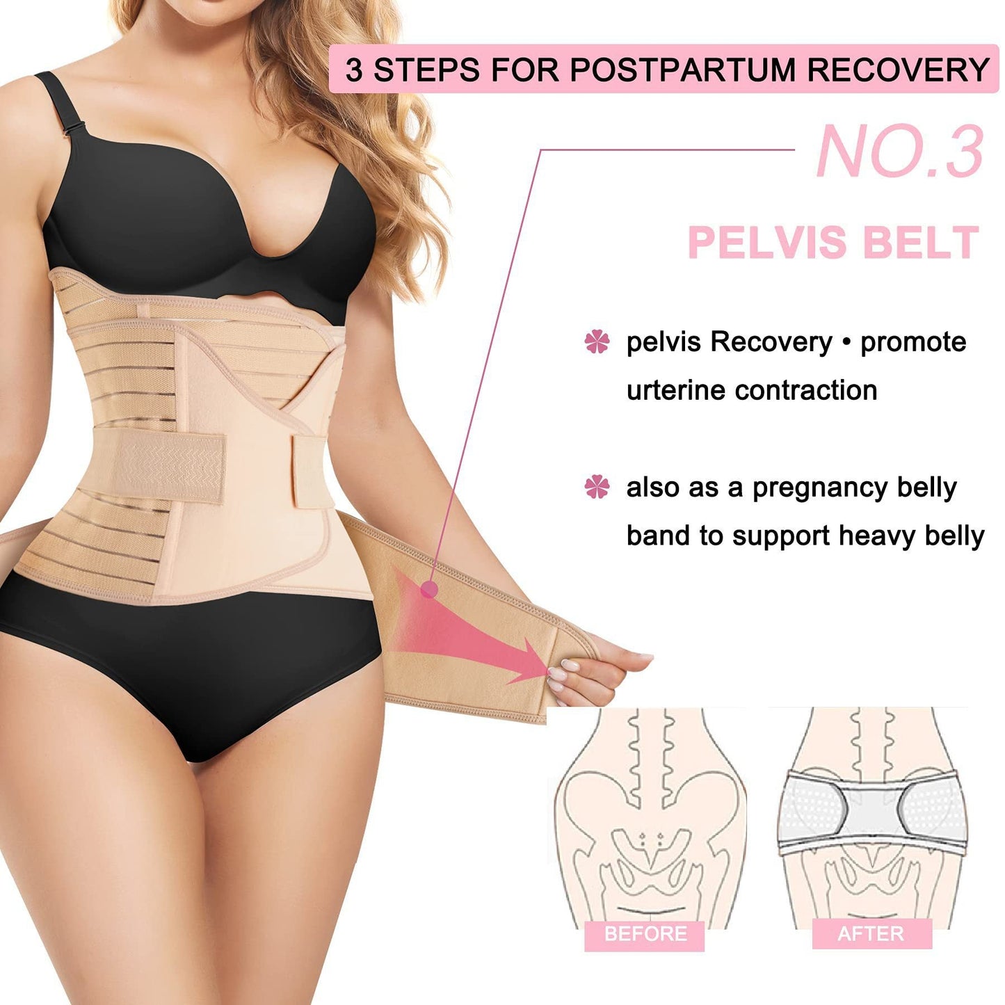 Postpartum Belly Wrap Belt - Waist Trainer for Recovery & Slimming 