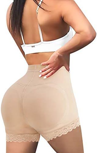 Butt Lift Padded Shapewear Shorts - Lace Trim Thigh Slimming Control 