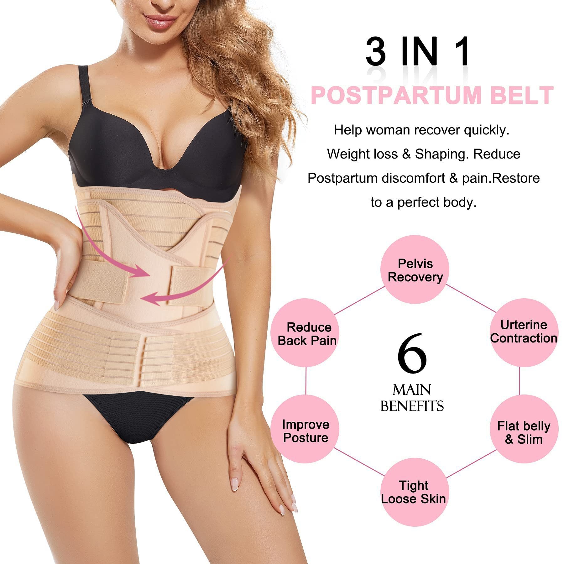 Postpartum Belly Wrap Belt - Waist Trainer for Recovery & Slimming 