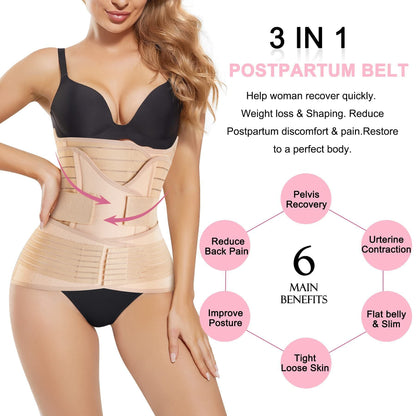Postpartum Belly Wrap Belt - Waist Trainer for Recovery & Slimming 